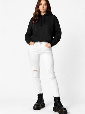 PAIGE Distressed White Skinny Jeans